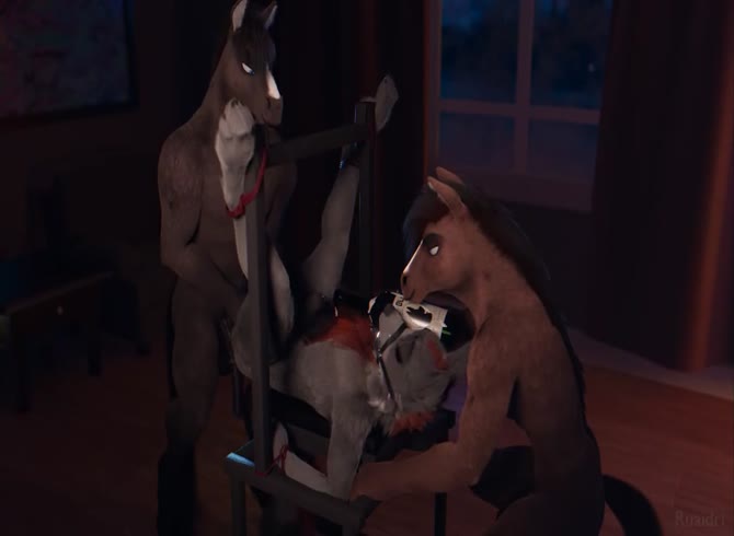 Video :Horse porno with three horses having threesome sex